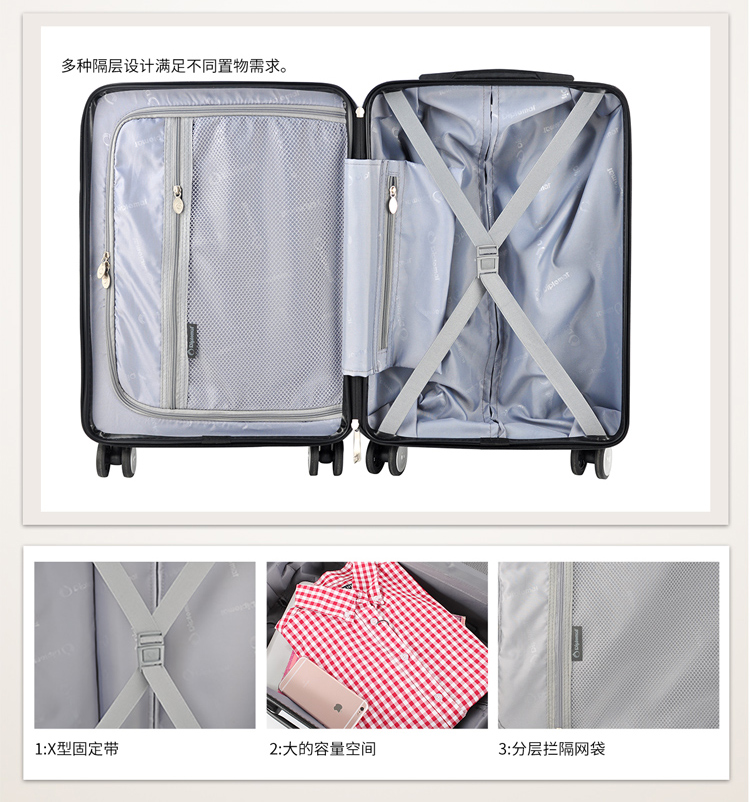 Diploma Diplomat Trolley Case DS-13046 White/Champagne Gold Fabric Travel Case Wholesale