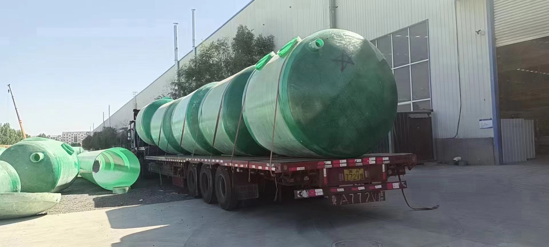 Huanchen fiberglass septic tank 1-150 cubic meters, wound in one, finished product, corrugated molding, thickened, anti gravity