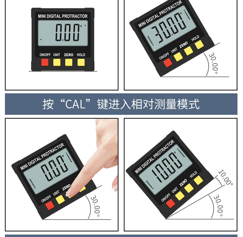 Standard Kang digital display inclinometer electronic angle ruler with magnetic level gauge measuring angle gauge inclination box angle ruler