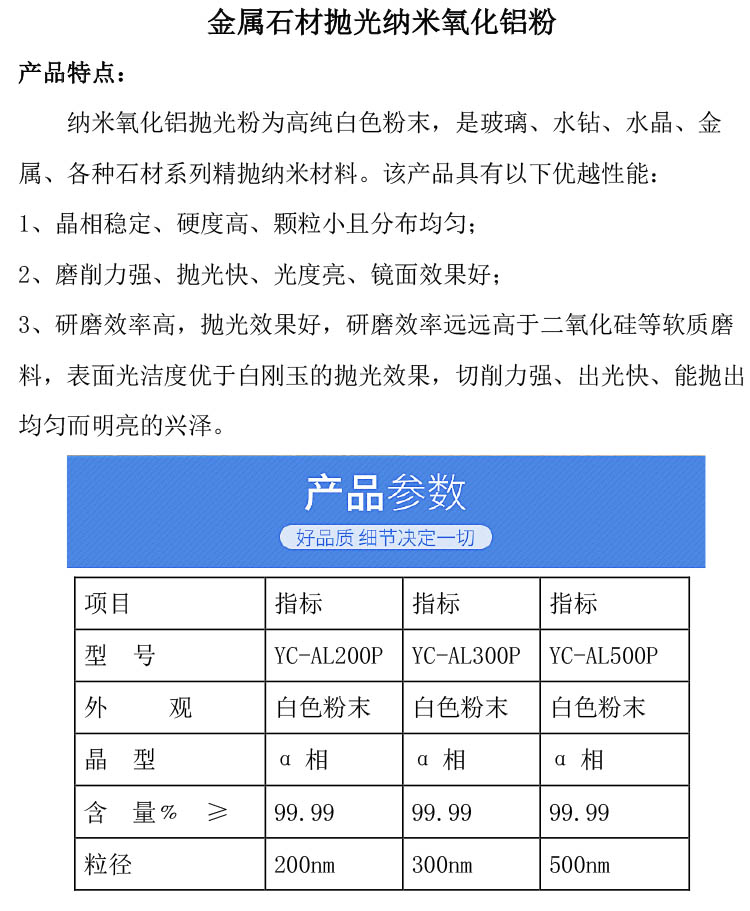 30 nanometer aluminum oxide stainless steel gemstone polishing with Yingcheng nano aluminum oxide powder for grinding