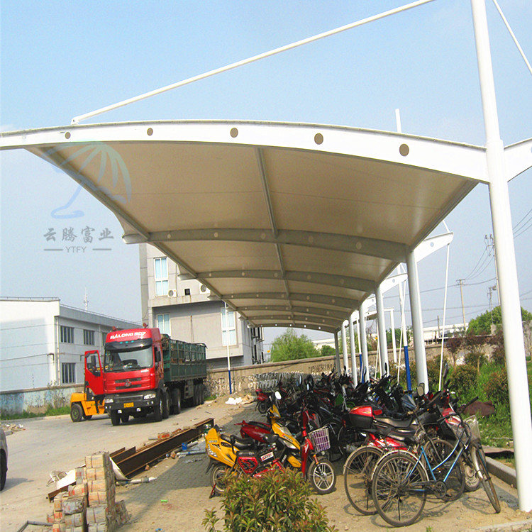 Yuntengyt-18 outdoor seven shaped car shed membrane structure canopy manufacturer has rich design and construction experience