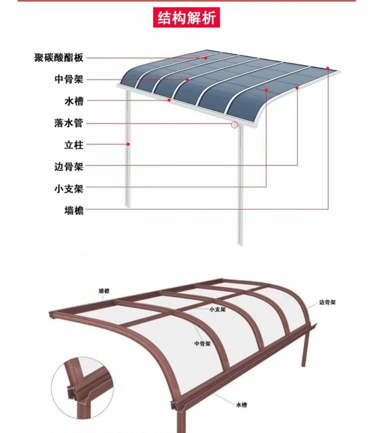 Yunteng-47 aluminum alloy terrace shed, leisure canopy, rain proof sunshade, outdoor canopy