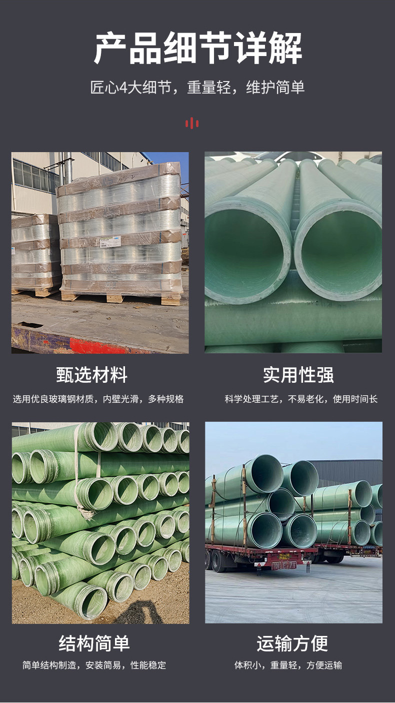 Yimin fiberglass winding ventilation pipeline, buried sand inclusion sewage pipe, ventilation and deodorization cable pipeline