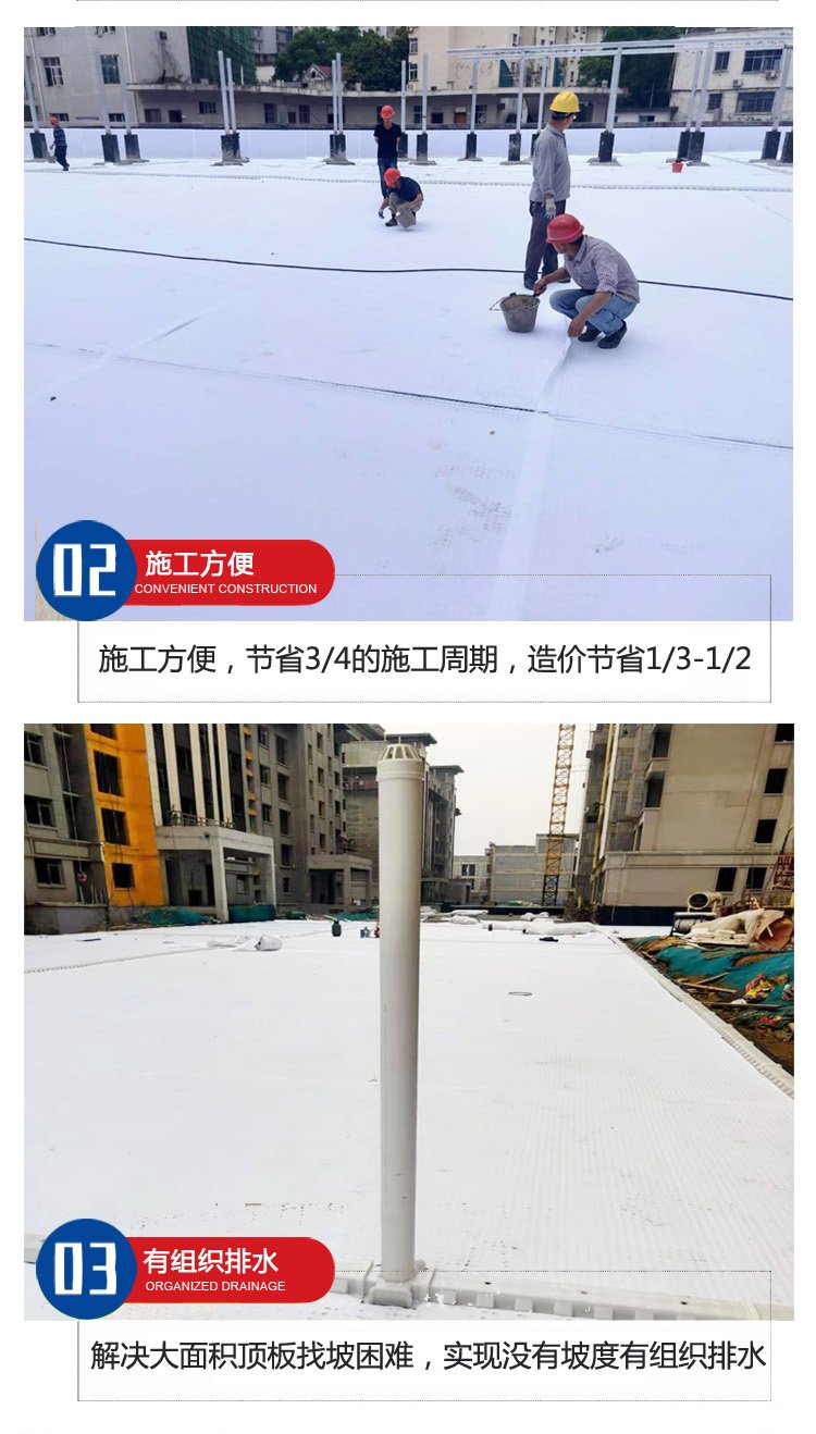 Siphon drainage system sponge city construction manufacturer H14mm roof self-adhesive cloth drainage board