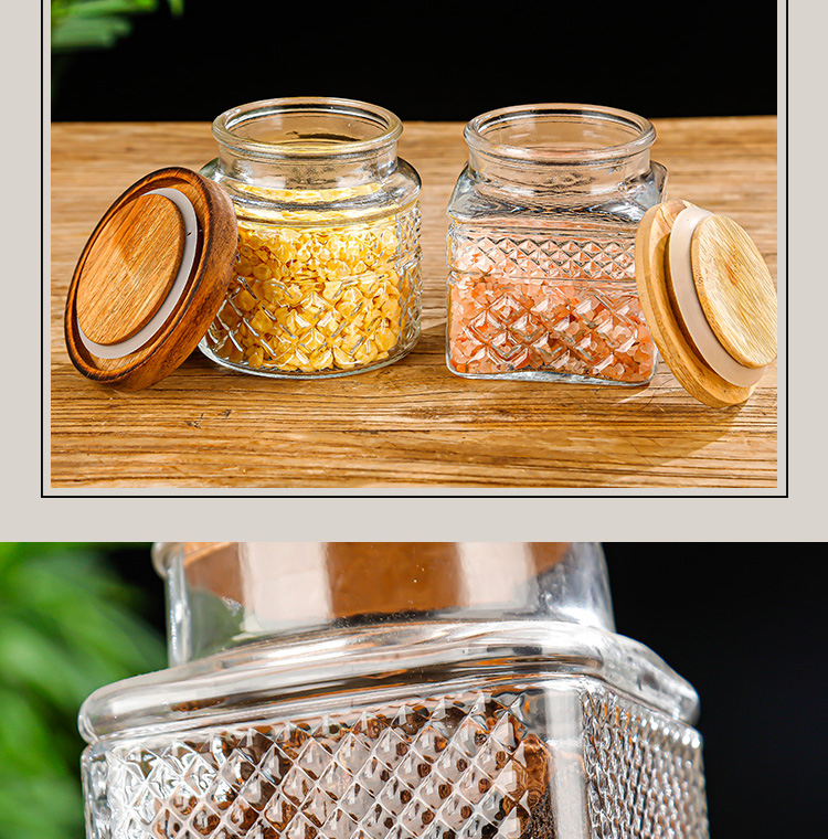 Wholesale of new glass jars with large capacity, thickened sealed jars, bamboo lids, tea storage jars, snack and miscellaneous grain storage jars