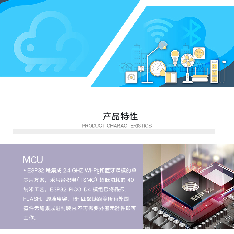 WiFi chip Lexin wireless module ESP32-PICO-D4 integrates 2.4GHz WiFi and Bluetooth dual mode cable