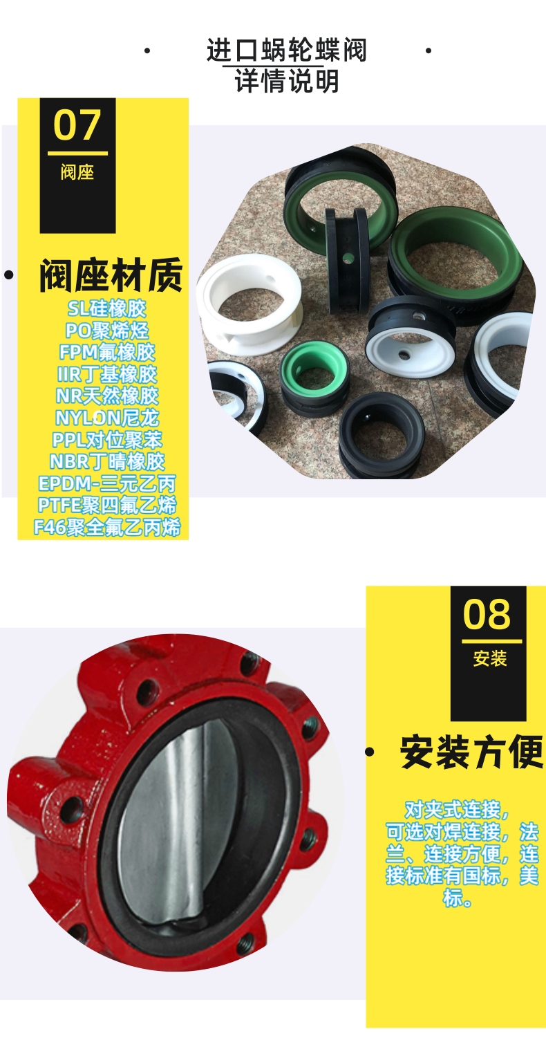 NICO imported worm gear Worm drive butterfly valve wafer type soft seal stainless steel desulfurization American Nico brand