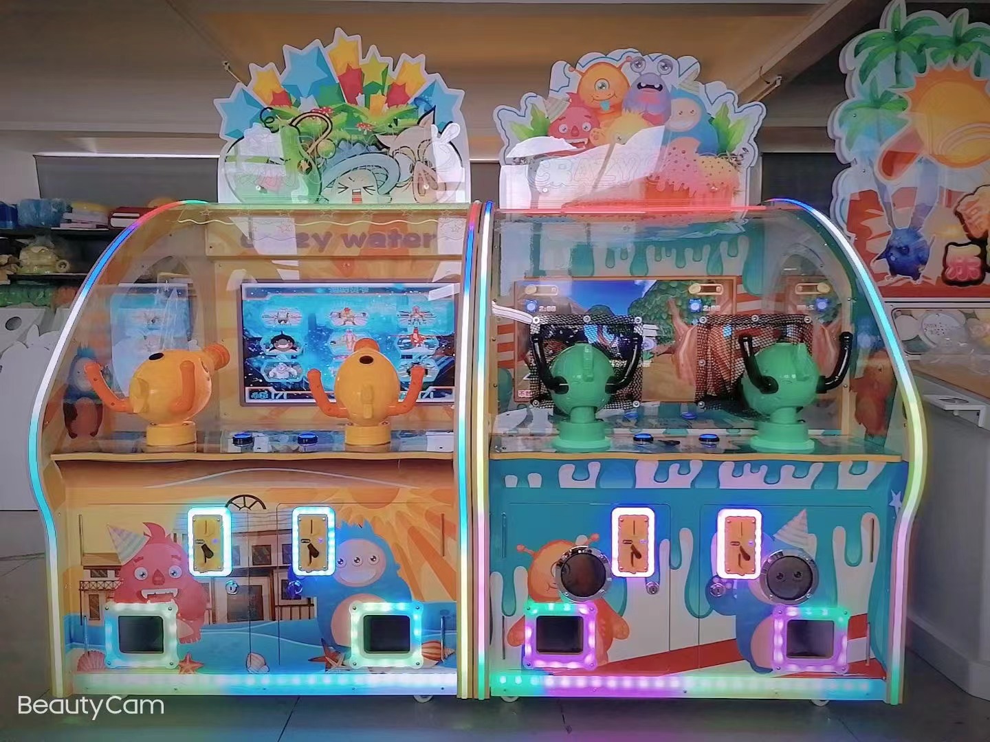 Video City Game Machine Double Shooting, Water Shooting, Ball Shooting, Children's Coin Machine, Amusement Park, Parent-child Play Machine, National Music Animation