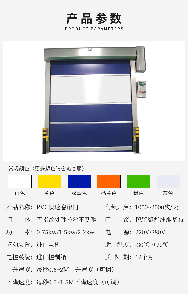 PVC fast Roller shutter clean workshop clean fast door blue stack door radar induction electric