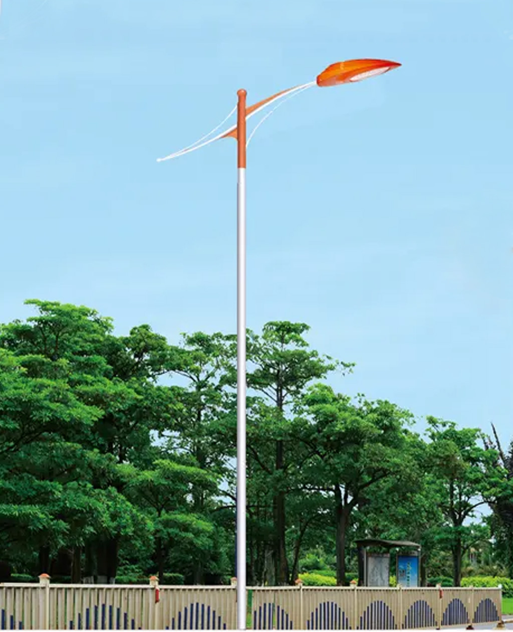 8 meter conch arm double arm LED solar street light customized for residential roads