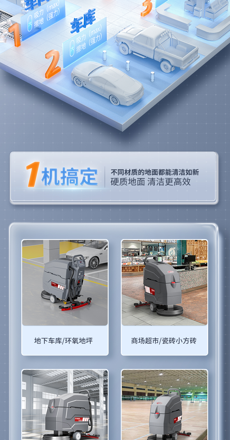 Yangzi Washing Machine X4 Hand Pushed Battery Type Floor Tractor Factory Workshop Warehouse Shopping Mall Cleaning Machine