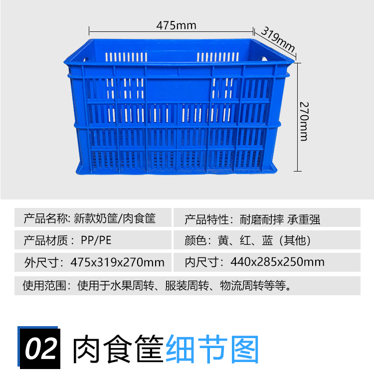 Food grade anti freezing new ingredient meat basket, small size egg, vegetable, fruit basket, produced by Ruiheng manufacturer