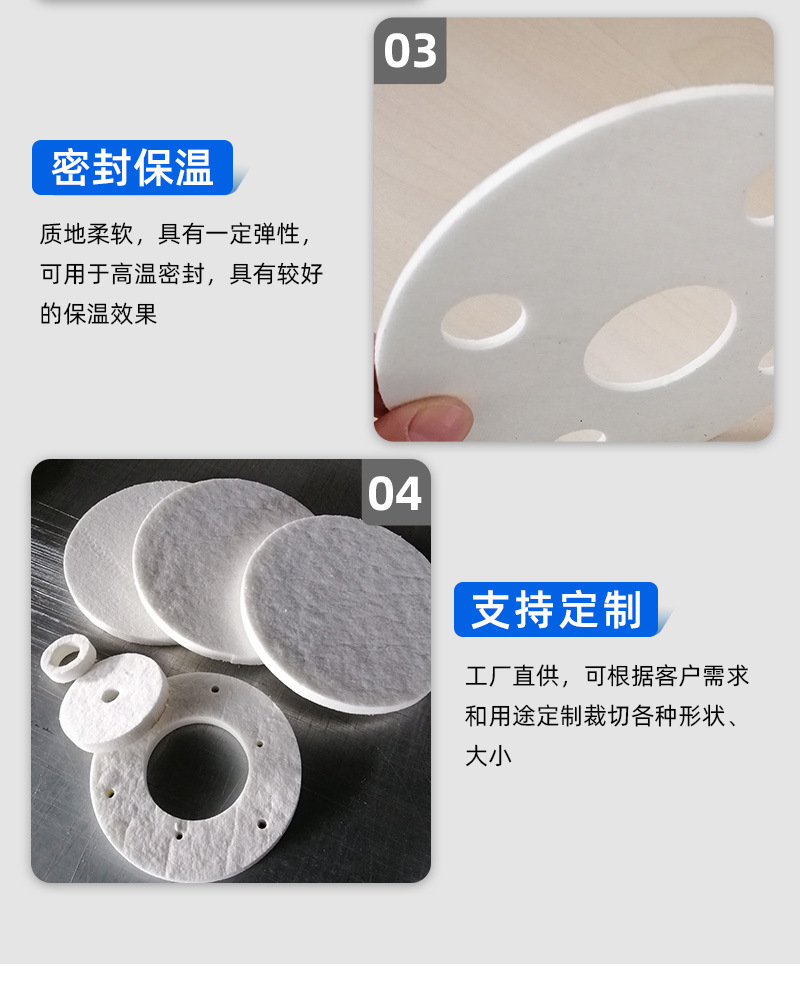 Ceramic fiber paper gasket, flame-retardant fire insulation gasket, high-temperature gasket, Aluminium silicate sealing gasket