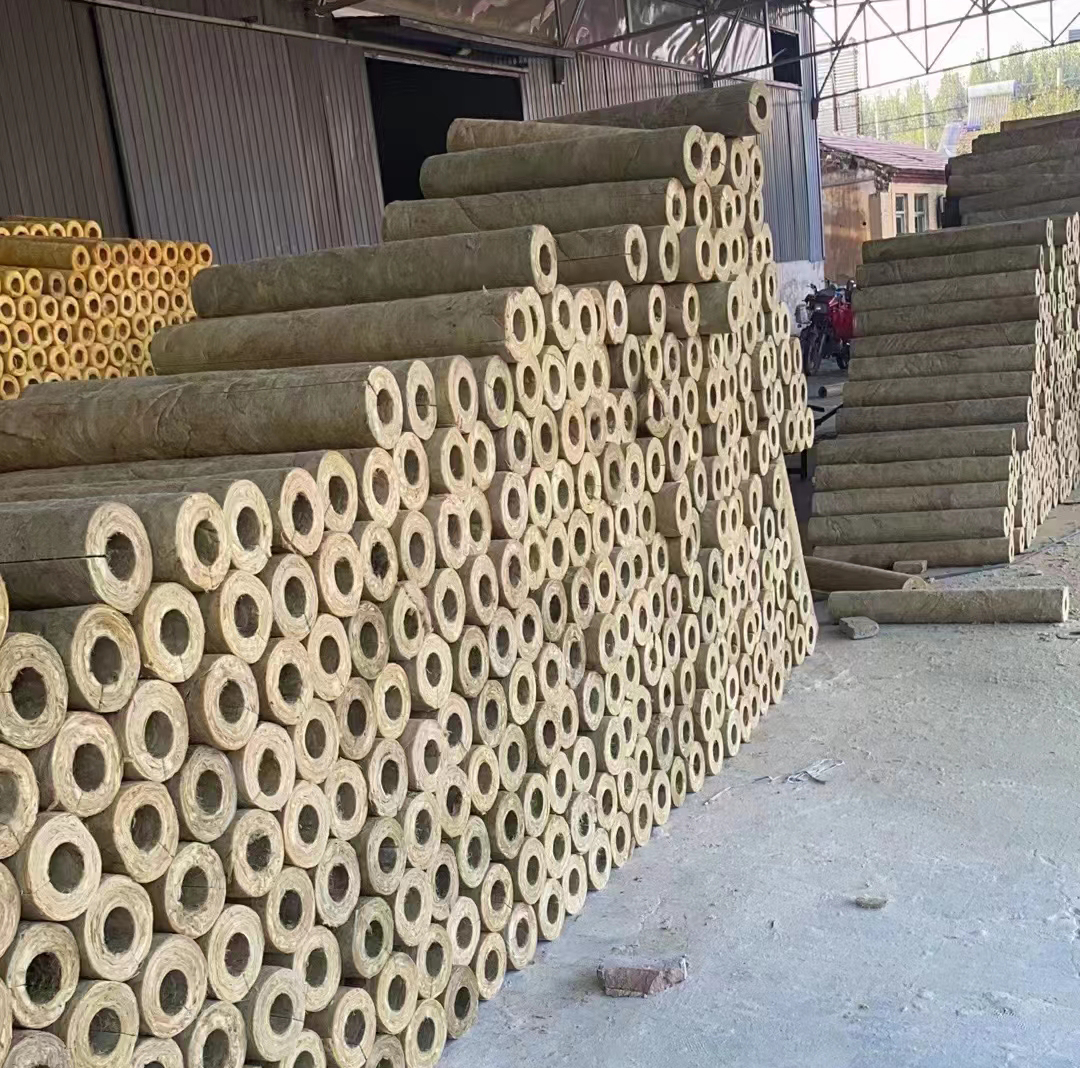 Rock wool insulation pipes, flame-retardant insulation rock wool pipes, industrial buildings, rock wool pipe shells available in stock for customization