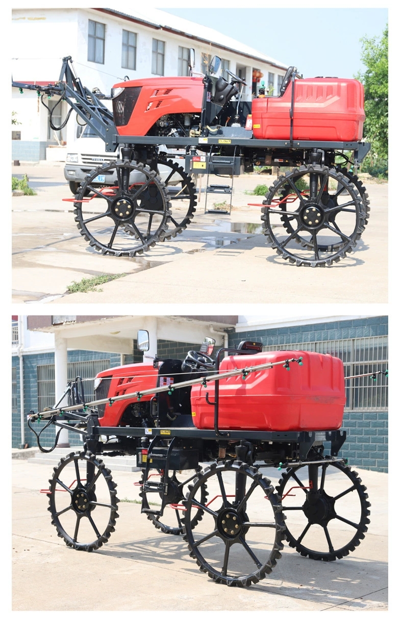 Multifunctional four-wheel drive pesticide spraying machine with adjustable wheel base and hydraulic lifting spray rod. Corn small four-wheel pesticide spraying machine