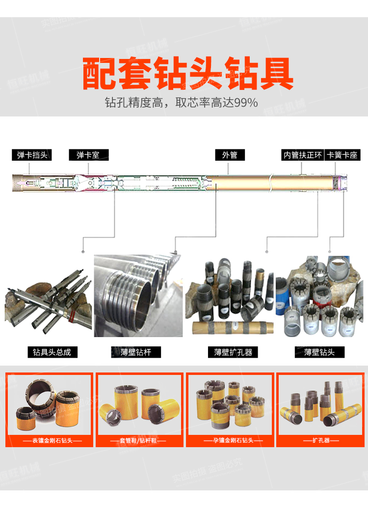 恆旺履帶勘探繩索取芯機 取土巖芯取樣鑽機 金礦煤礦稀土礦採用