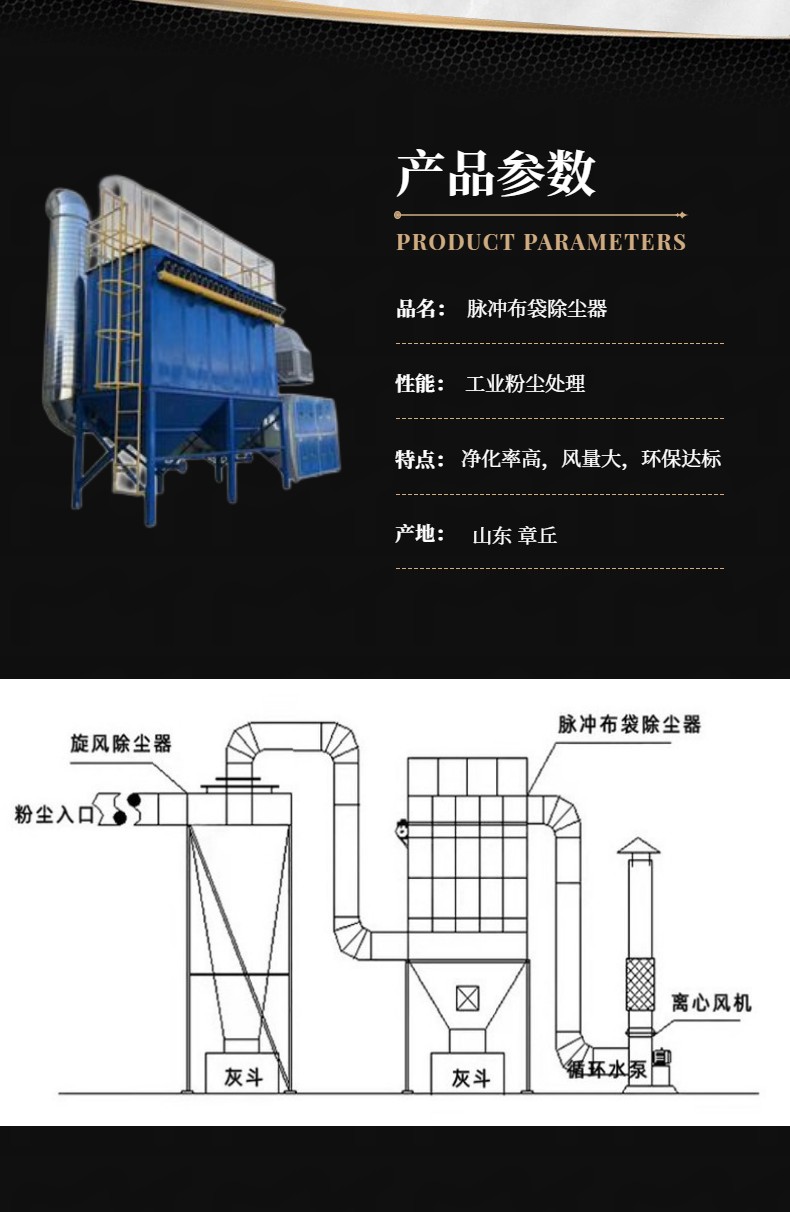 Bag dust collector complete equipment Boyuan dust removal and environmental protection equipment complete boiler cyclone woodworking dust removal