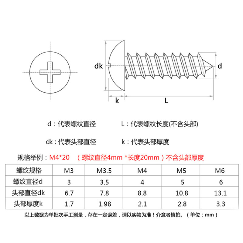 Cross large flat head self tapping screw JISB1122T stainless steel 304 316 carbon steel alloy steel