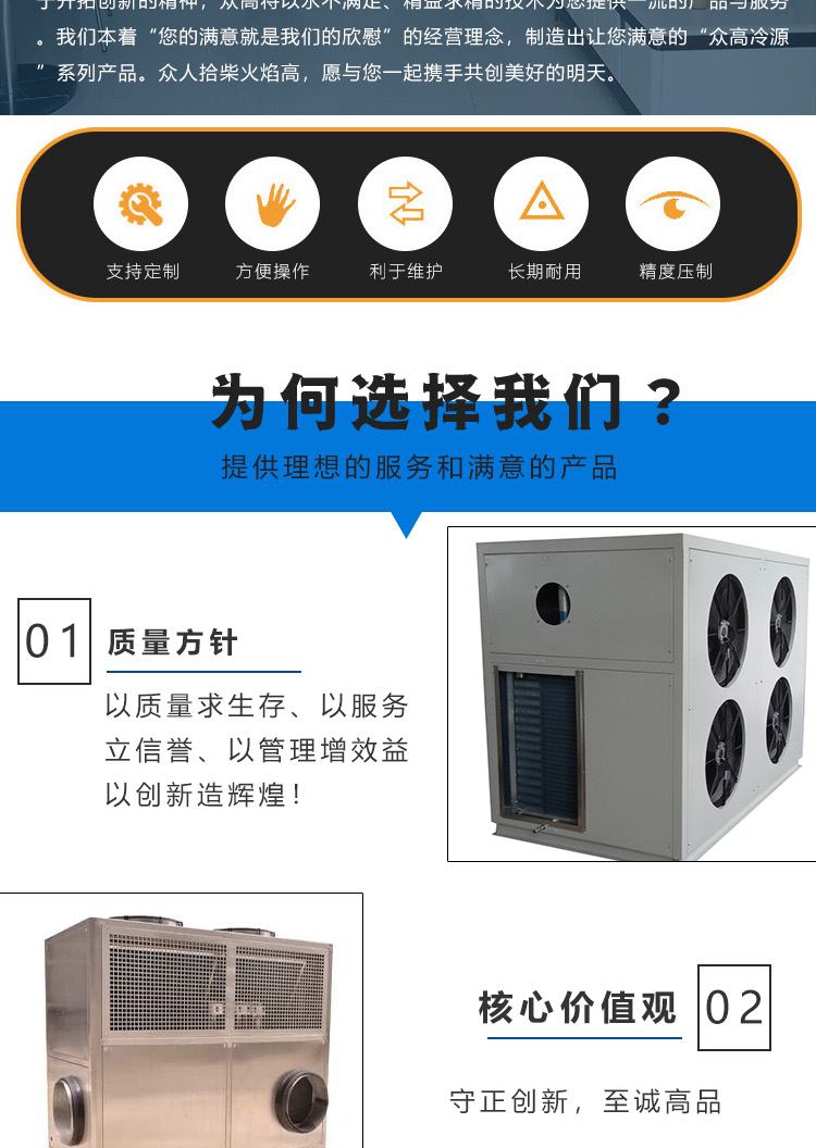 Various specifications of air conditioners for cooling in the production process of industrial refrigerators