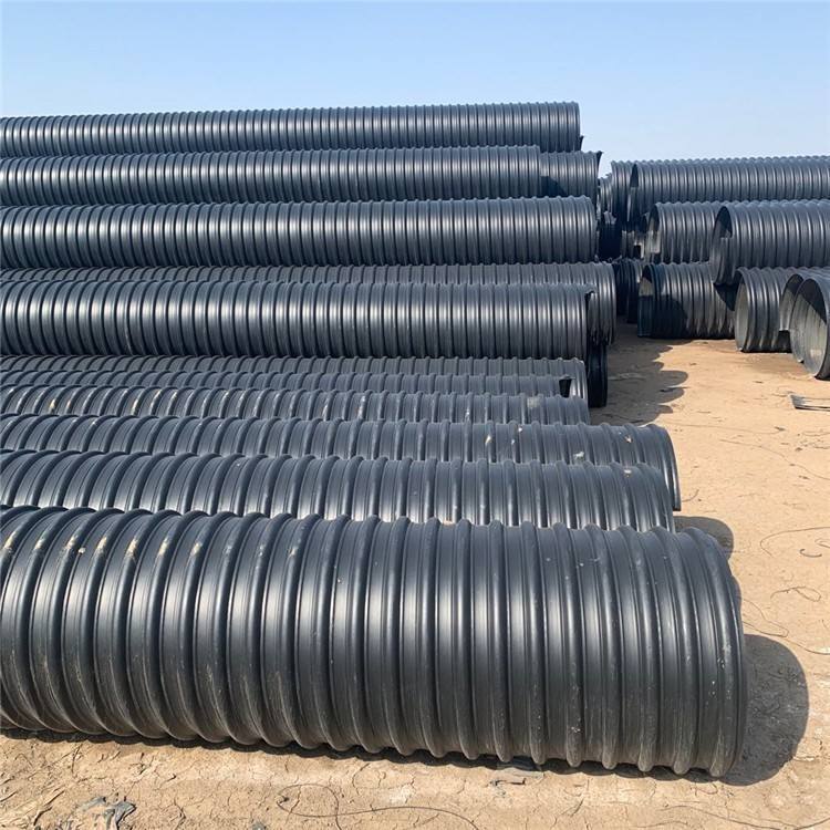 Large diameter drainage pipe and sewage pipe hdpe steel strip spiral corrugated pipe DN600 SN8