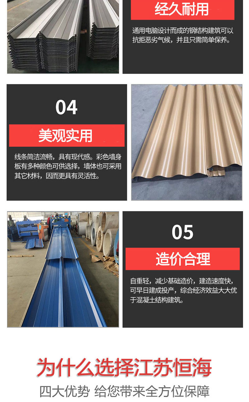 Henghai manufacturers can customize multi-color steel tiles, corrosion-resistant profiled steel plates, aluminum plated zinc plates, and camouflage plates