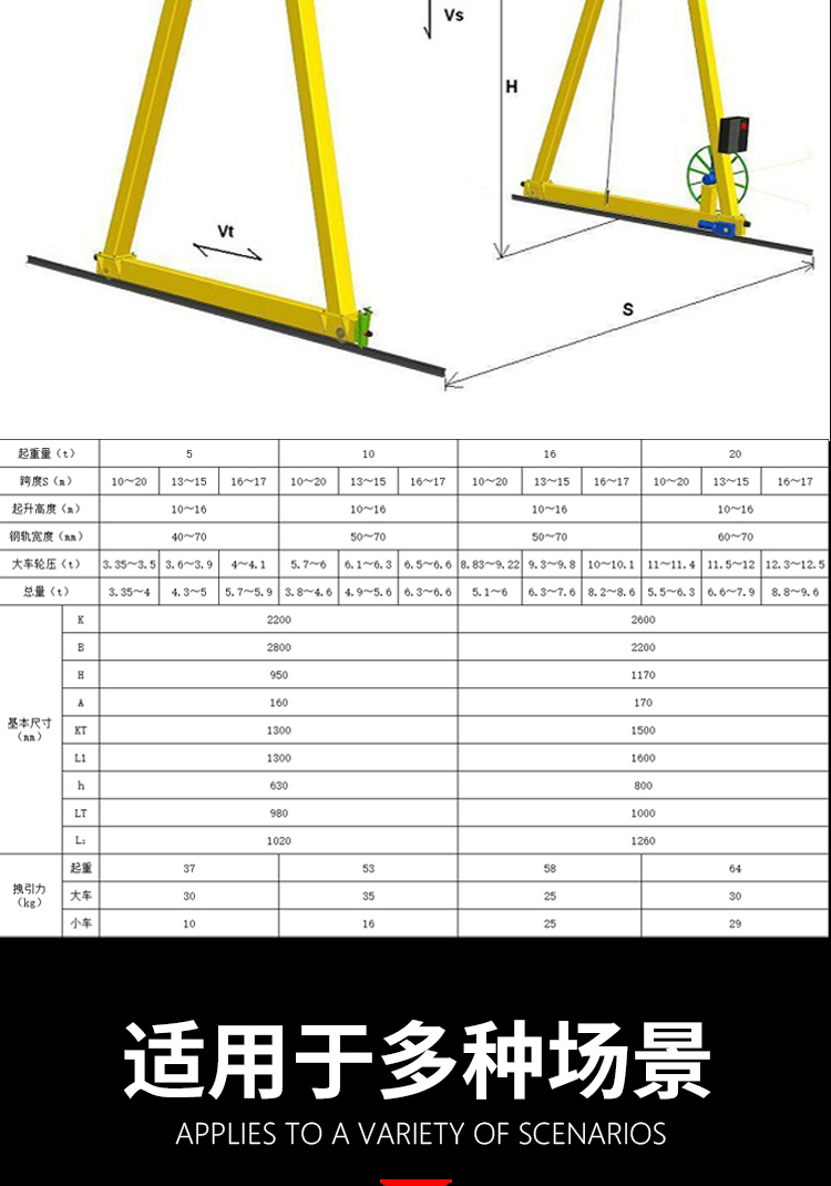 Portable lifting small gantry crane with flexible operation and high work efficiency