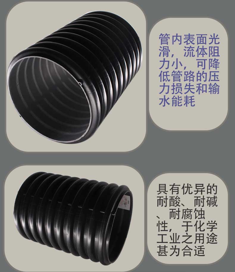 DN300 double wall corrugated pipe building rainwater pipe, underground drainage and sewage pipe, PE ventilation pipe