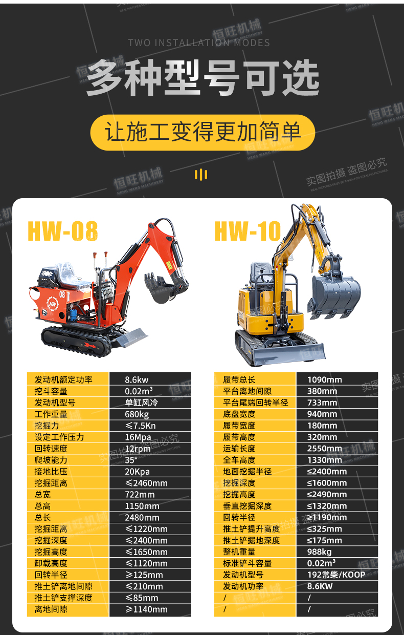 All terrain applicable 10 type small excavator can enter the elevator, with bulldozer, crawler excavator, 360 ° rotating Excavator