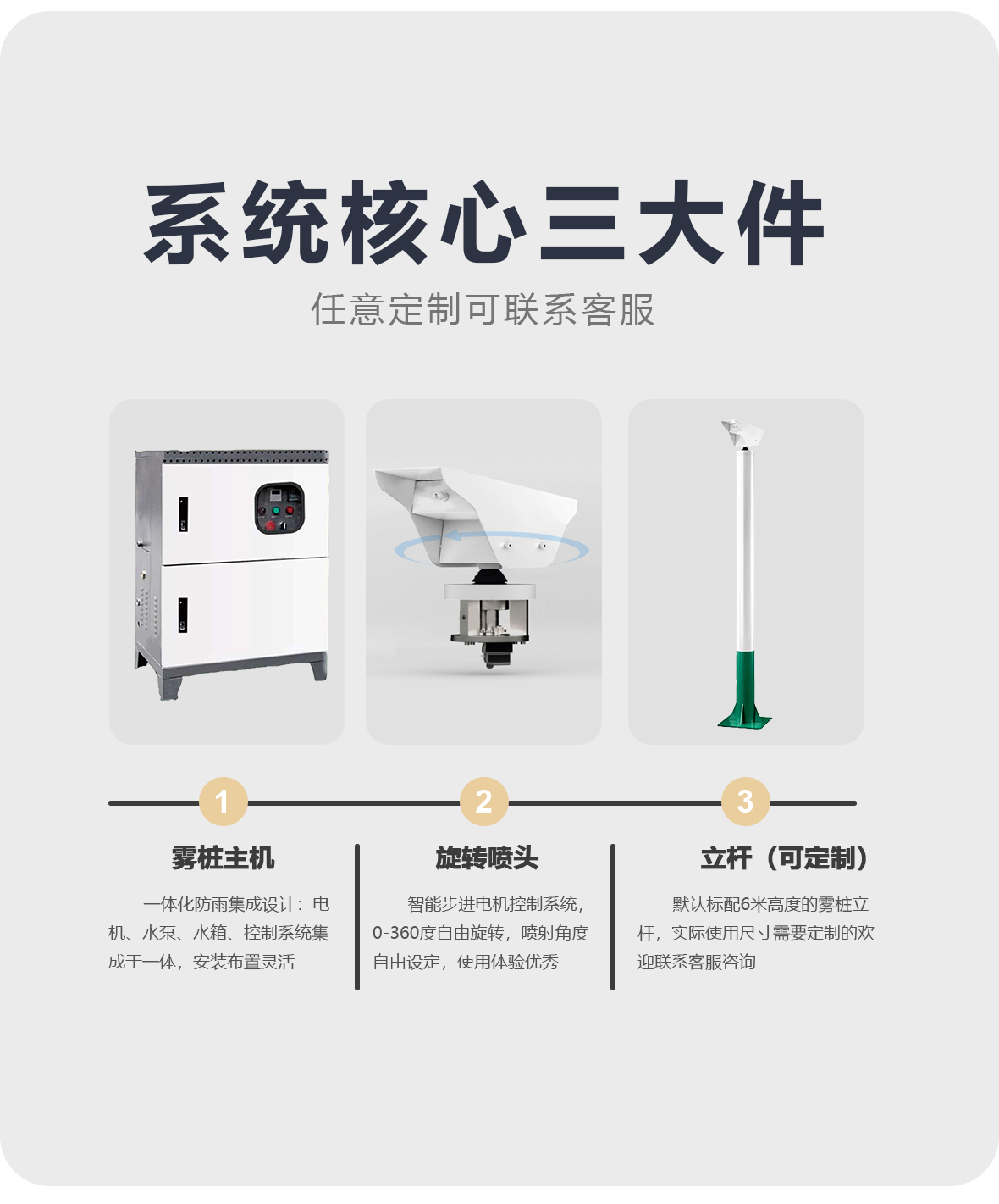 Qunsen environmental protection workshop dedusting fog pile 35m spray dedusting high altitude atomization rotating lamp pole dust suppression spray