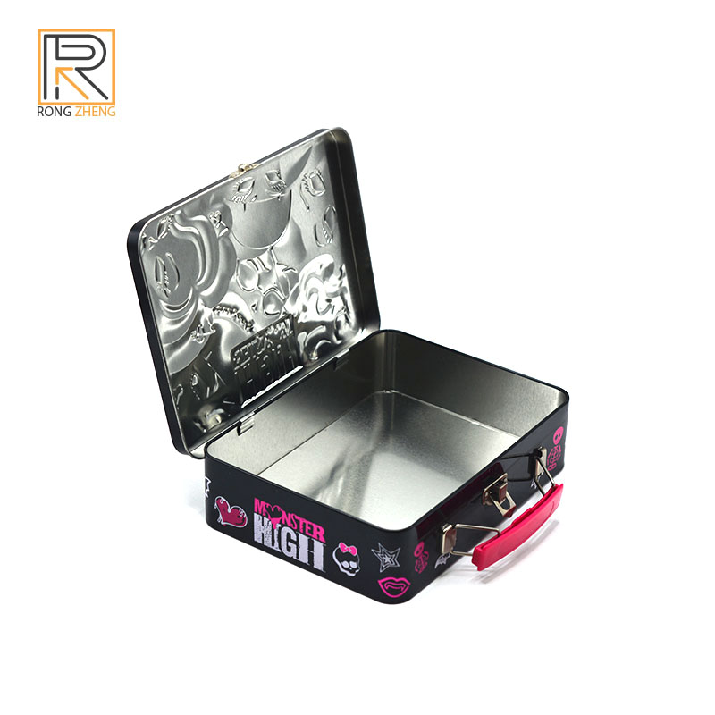 Customized handle iron box, tin wrist box, lunch box, hair accessories storage metal box, rectangular shape