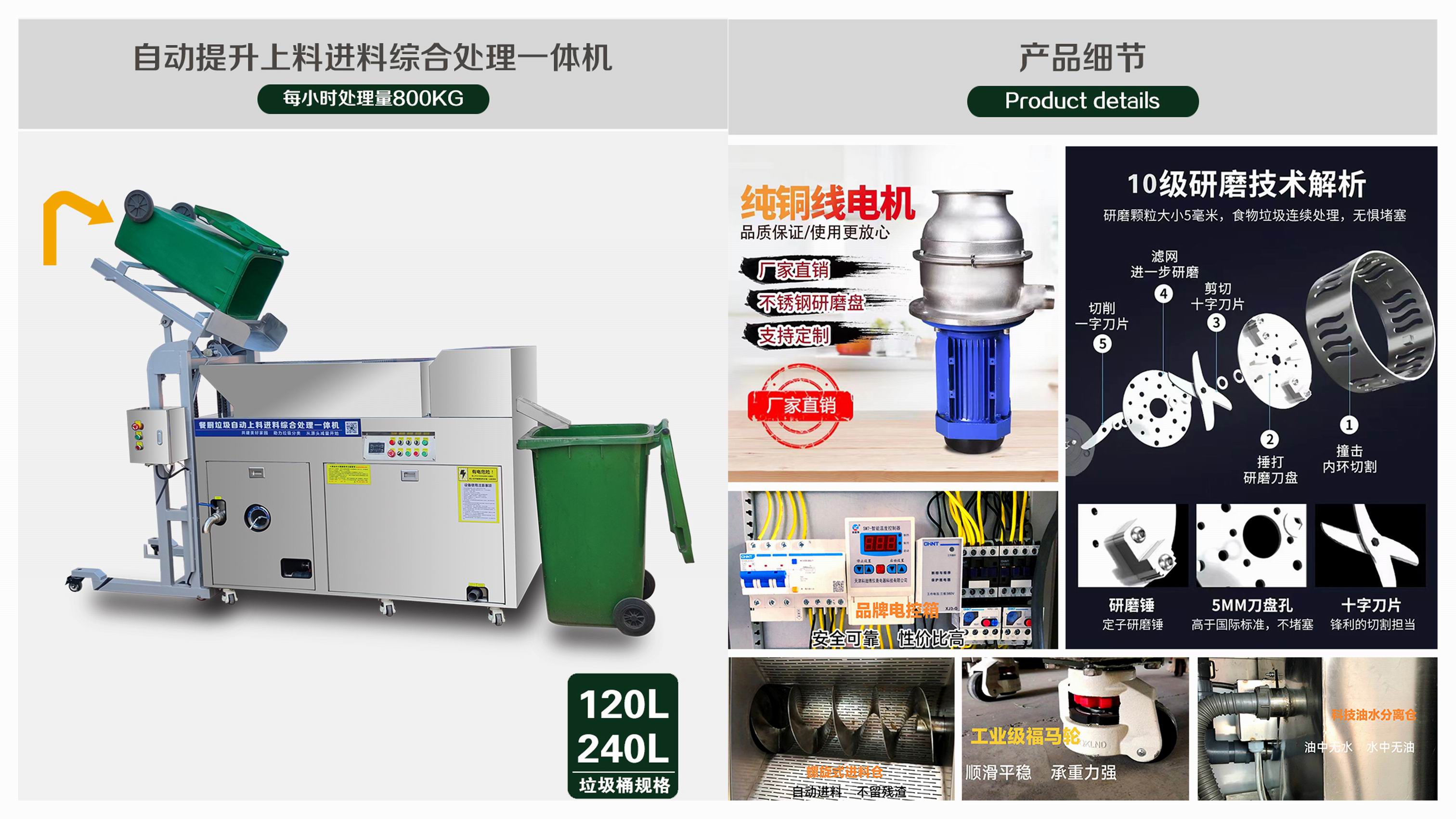 Kitchen waste comprehensive treatment integrated machine, kitchen waste reduction equipment, simple operation