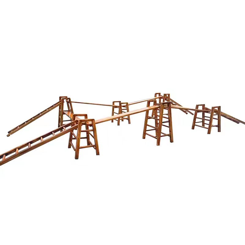 Kindergarten outdoor climbing frame, carbonized ladder, balance beam set of 16 pieces, children's sensory fitness training exercise combination