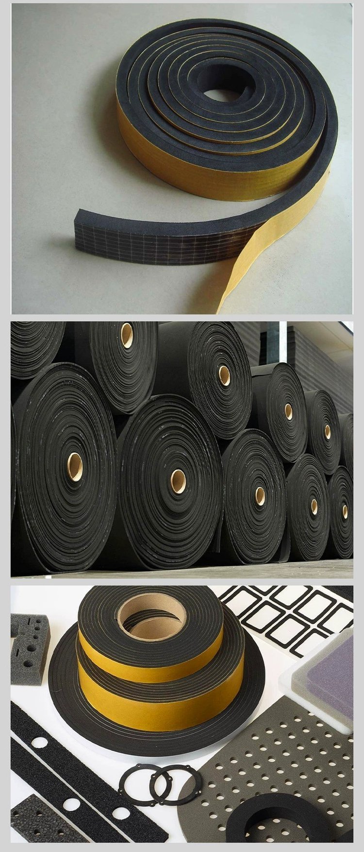 3mm thick flame-retardant closed cell EPDM foam for buffering and vibration isolation, single sided adhesive, EPDM foam