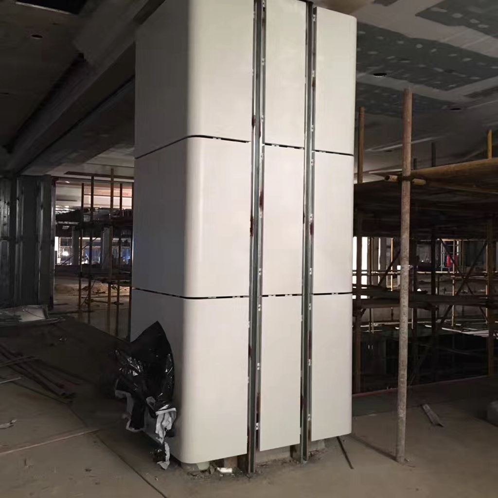 European arc wrapped column aluminum veneer shopping mall white transparent wrapped column aluminum panel