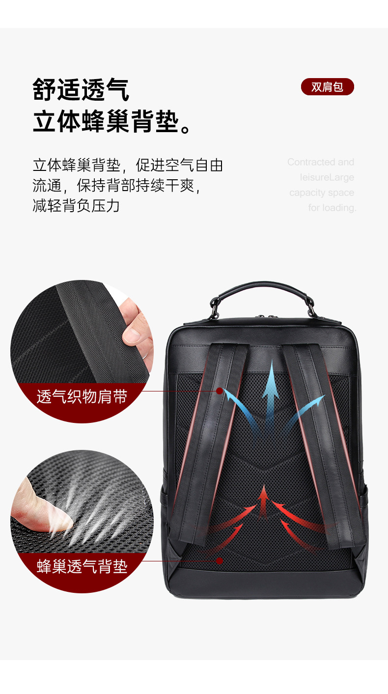 Fashion, leisure, business, leather backpack, laptop bag, cross-border hot selling travel, men's backpack customization