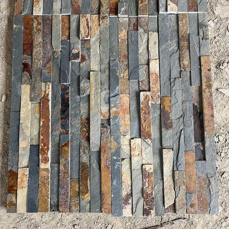 Natural Rust Slate Cultural Stone Red Rust Stripe Cultural Brick Garden Park Outer Wall Adhesive Composite Board Wall Brick