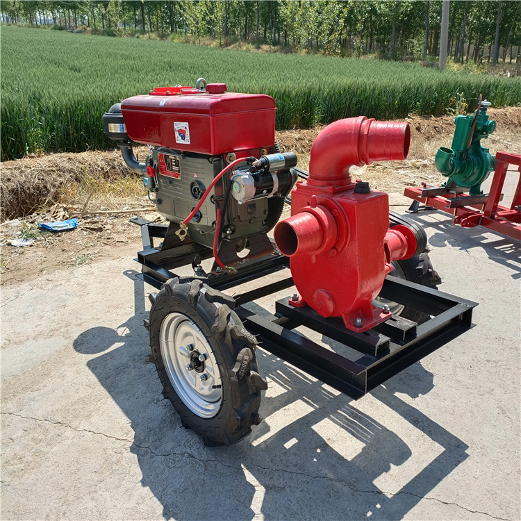 Irrigation water pump with a large 8-inch size and a matching 25 horsepower diesel power lift of 25 meters