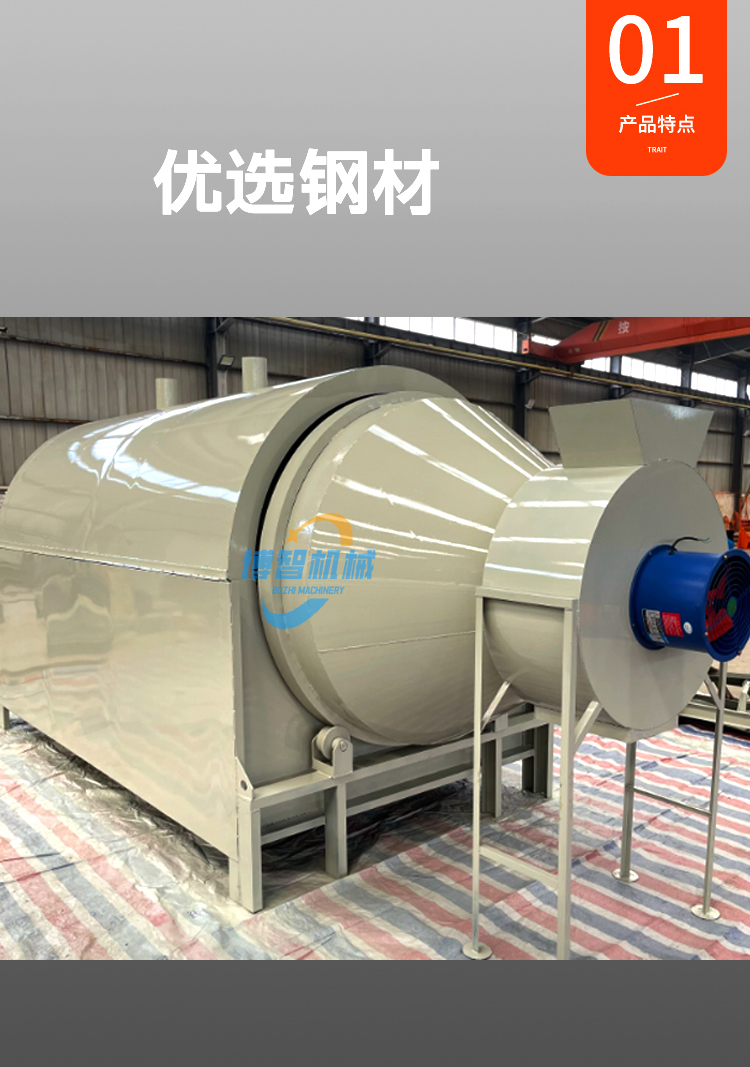 Industrial stainless steel soybean corn rotary drum dryer multifunctional fully automatic chicken manure and cow manure dryer