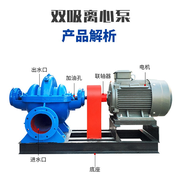 君泉 便拆式双吸泵 大型离心排水泵 250S14三相电动30千瓦