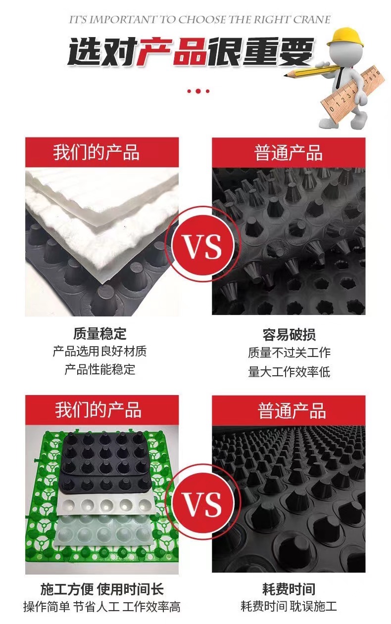 Garage roof greening HDPE concave convex filtering water storage drainage board Self clay geotextile composite drainage board