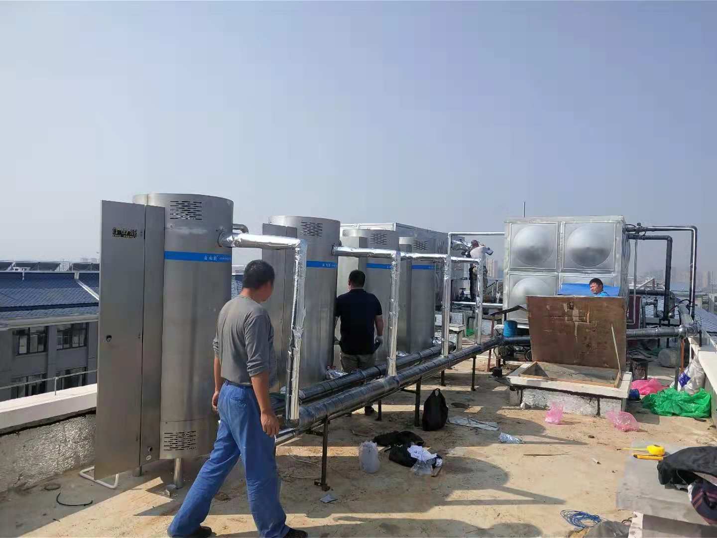 Solar assisted heating fully automatic volumetric gas water heater 99KW commercial gas water heater unit