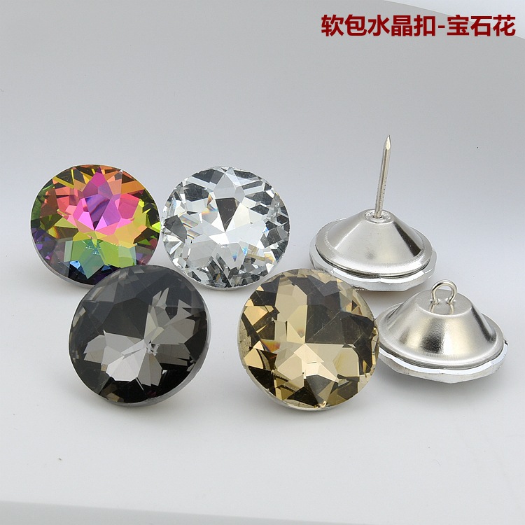 Wholesale of manufacturer's soft bags, crystal transparent background wall decorative buttons, bedside glass buttons, sofa buttons, nail buttons