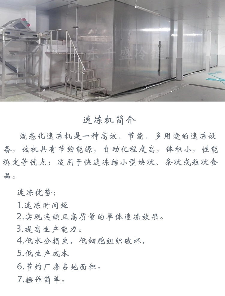 Mushroom quick freezing equipment cleaning and quick freezing assembly line fluidization quick freezing machine tunnel type single freezing machine Qiansheng