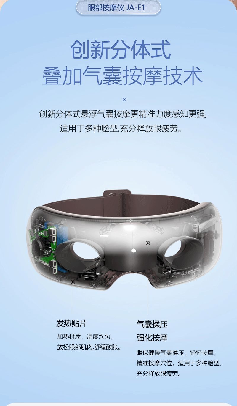 Honghe Eye Care Device He-E1 Visual Eye Folding Air Pressure Hot compress Eye Massage Device Charging Eye Massager