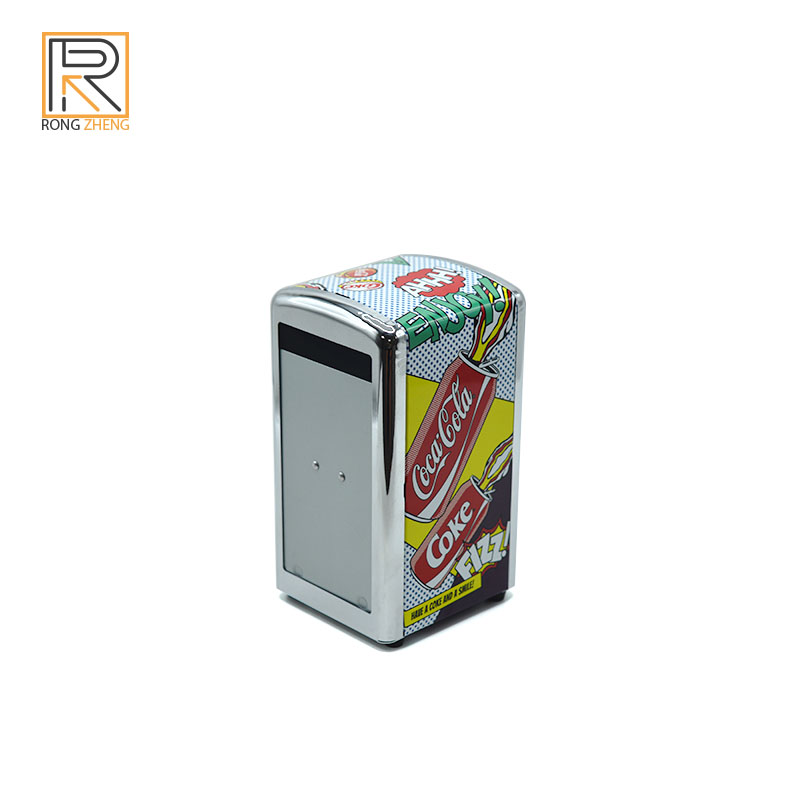 Customized tinplate tissue can with dining label tissue drawer, square tissue box, high and low options