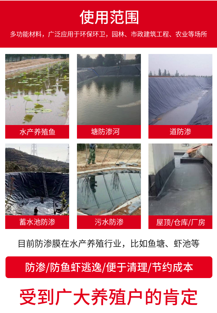 Sendai Geomembrane Manufacturer's New Material HDPE Geomembrane for Fish Pond, Biogas Pond, Artificial Lake