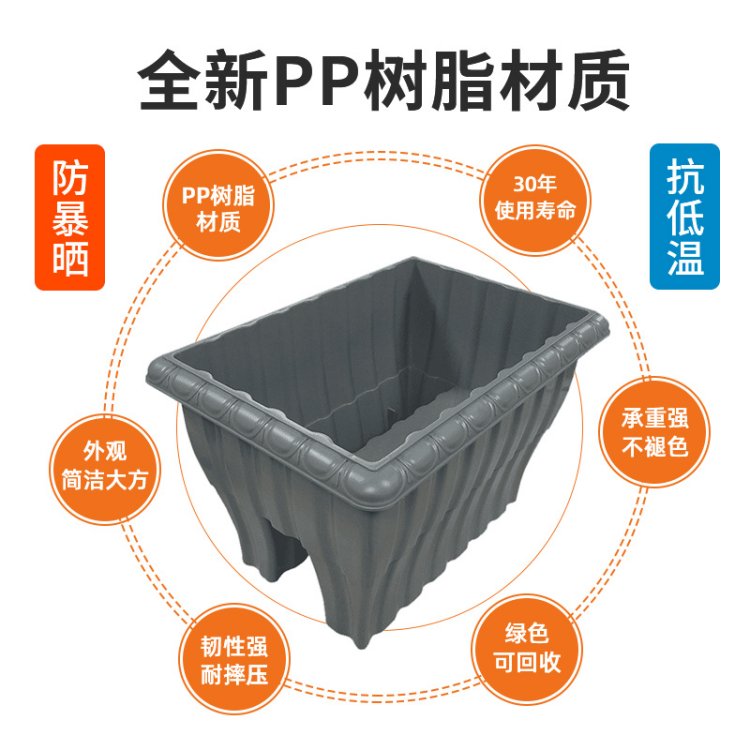 户外长方形花槽 高架桥铝合金悬挂式花箱组合 铝制壁挂绿化花盆