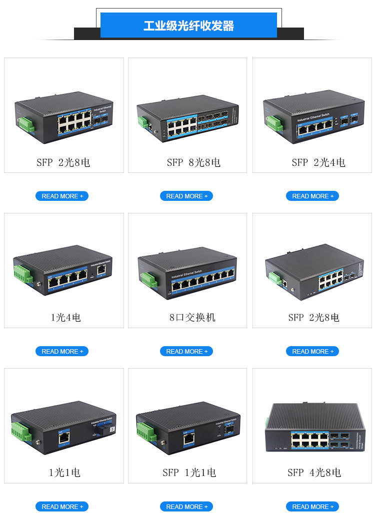 10G industrial grade fiber optic transceiver 10G rail SFP photoelectric converter single multimode switch