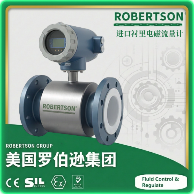 进口电磁流量计 电力用 无压损 频率 氯丁橡胶 美国罗伯逊 ROBERTSON