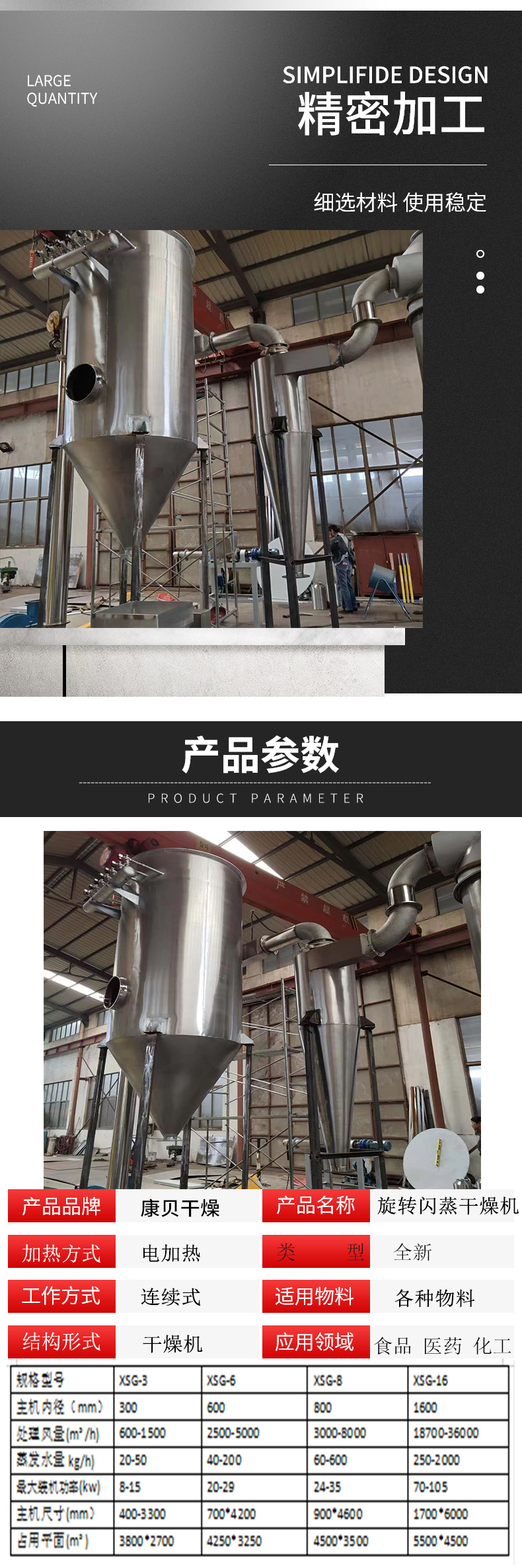 Continuous drying machine for soybean residue, rapid drying machine for pharmaceutical intermediates, dye and pigment drying equipment